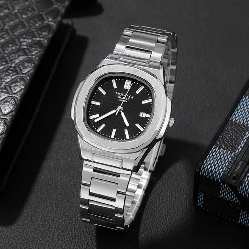 Men's Fashion New Quartz Watch Sports Business Stainless Steel Strap